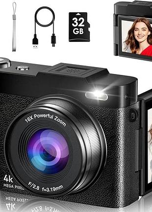 Цифрова камера maxmango autofocus 4k 50mp з 2,8-дюймовим екраном, що складається на 180°, 16-кратним цифровим зумом