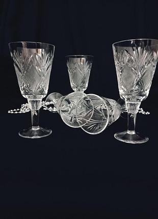 Хрустальные бокалы, фужеры, бокалы, хрустальные, винтажные
