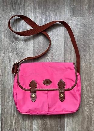 Оригінальна сумка longchamp pink french nylon messenger bag