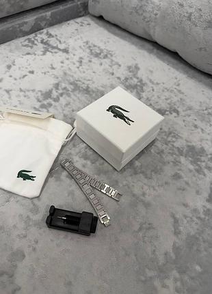 Браслет lacoste monogram з коробкою на зап'ястку срібний браслет чоловічий лакост монограм на руку лакоста сірий lacoste крокодил