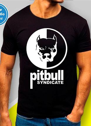 Футболка з принтом "пітбуль синдикат - pitbull syndicate" b&w style