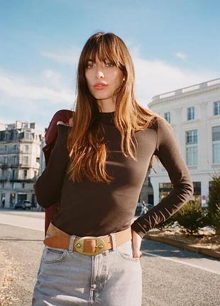 Реглан лонгслів джемпер гольф водолазка коричнева zara зара