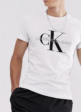 Мужская футболка calvin klein jeans белая ck