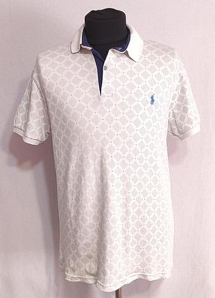 Мужская светлая футболка поло polo by ralph lauren 3xl с паттерном 100% хлопок
