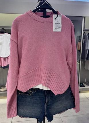 Zara новий светр джемпер , бавовна , рожевий , розмір м