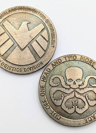 Сувенирная монета по фильму мстители avengers shield hydra жетон щит гидра череп марвел комикс marvel капитан америка