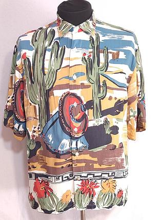 Мужская гавайская рубашка jacques britt casual l/xl с принтом кактусы