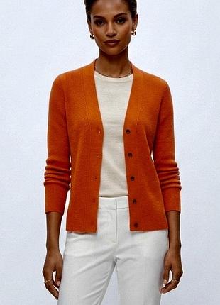 Стильний помаранчевий светр,кардиган, кофта пуловер  в рубрик massimo dutti