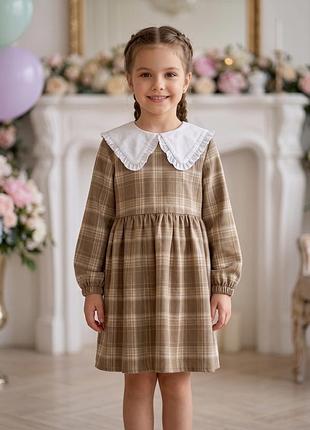 Сукня з довгим рукавом 070943 текстиль клітинка  "mevis" ріст 98 - 128 см