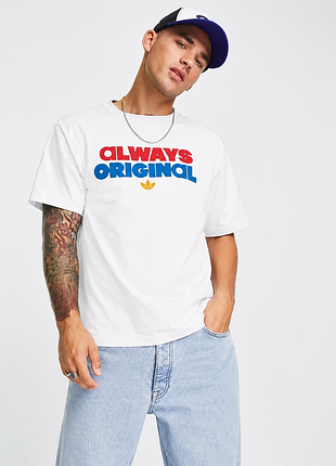 Белая мужская котоновая футболка adidas originals.размер 2xl