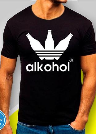 Футболка мужская с принтом adidas alkohol b&w style