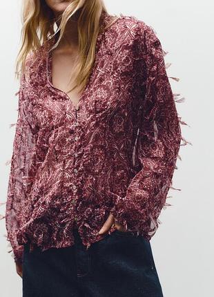 Шикарна легка блуза топ від zara xs з візерунком пейслі