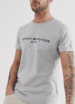 Мужская футболка tommy hilfiger серая томми