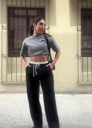 Zara штани wide-leg із подвійним поясом нові з біркою