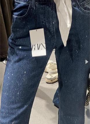 Zara нові джинси зі стразами камінцями straight 36