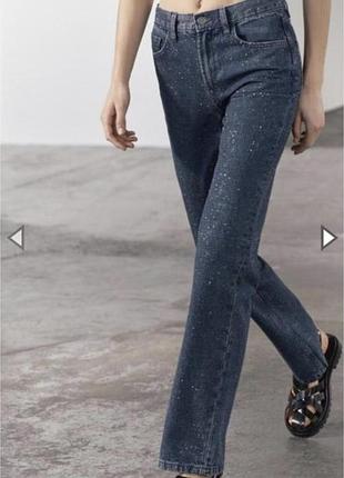 Zara нові джинси зі стразами камінцями straight 36