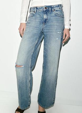 Джинси z1975 straight з середньою посадкою та подертостями від zara