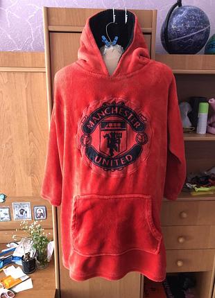 Меховушка, плюшева туника, довга, кофта, худи, 13-14 р 164 см. manchester united. слип, пижама