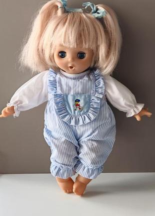 Uneeda  vinyl / cloth body talking doll, open / close blue eyes lashes, вінілова лялька інтерактивна, в одязі, з густим волоссям,