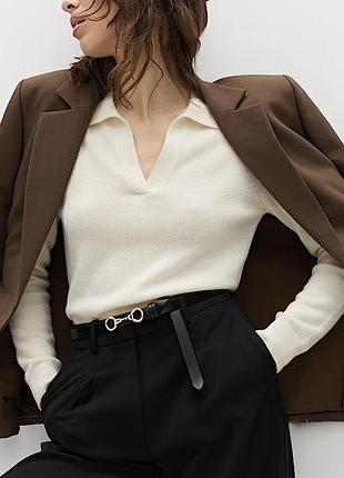 Marks&spencer merino wool поло светр джемпер з комірцем вовна