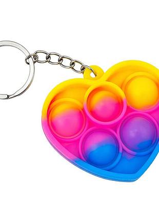 Детский антистресс-брелок pop it мини сердце aa3641-10 силикон, 5,5х4,5х1 см