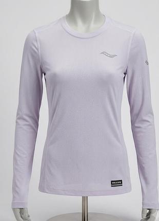 (лонгслів) saucony stopwatch long sleeve у ніжно-бузковому кольорі