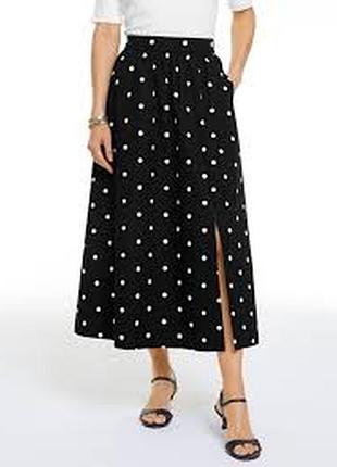 Юбка в горошек, миди, с карманами и разрезами 18 размер f&amp;f