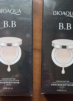 Кушон bioaqua exquisite & delicate bb cushion cream spf50 15 г + 15 г (зі змінним блоком) палітра люкс!