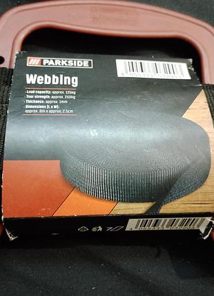 Текстильная ременная лента (стропа) parkside webbing на пластиковом держателе-котушке.