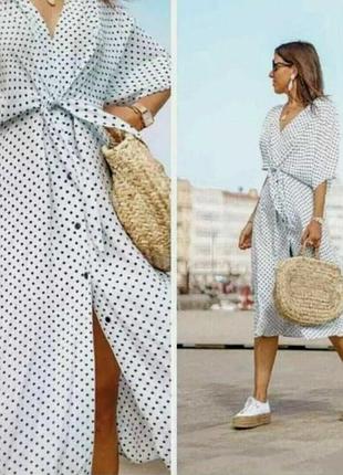 Платье zara в горошек m-l