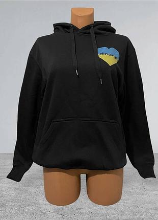 Базовое утепленное худи черное с капюшоном