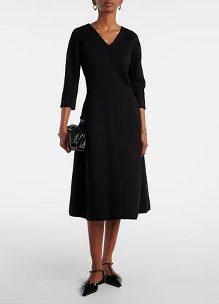 Max mara чорне силуетне плаття сукня міді структуроване трикотаже джерсі вечірне коктельне повсягденне розкльошене кокон трапеція балон р. s m