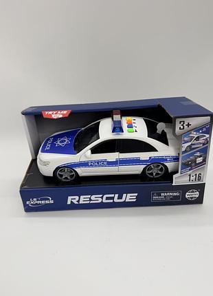 Поліцейська інерційна машинка rescue 1:16 зі світлом та звуком