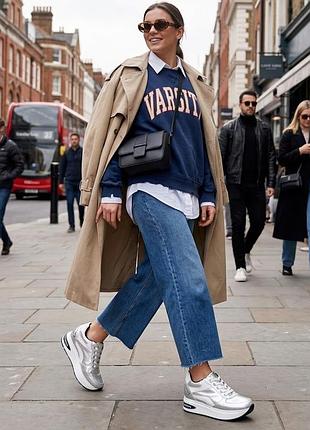 Подарок!!! кроссовки pe jeans в подарок при покупке серебряных кроссовок-снекерсов на танкетке, р. 36!