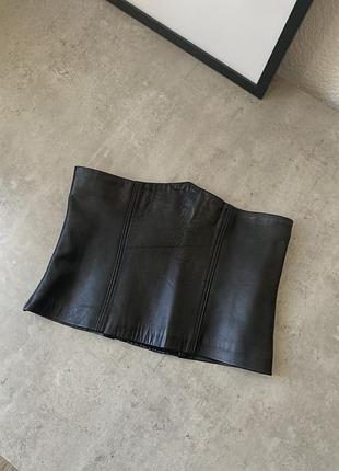Шкіряний пояс корсет корсетний від zara розмір s / кожаный пояс корсетный корсет зара