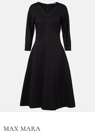 Max mara чорне силуетне плаття сукня міді структуроване трикотаже джерсі вечірне коктельне повсягденне розкльошене кокон трапеція балон р. s m