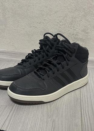 Чоловічі зимові високі кросівки / черевики adidas hoops 2.0 mid wtr чорні, розмір 47 1/3 (оригінал, gz7959)