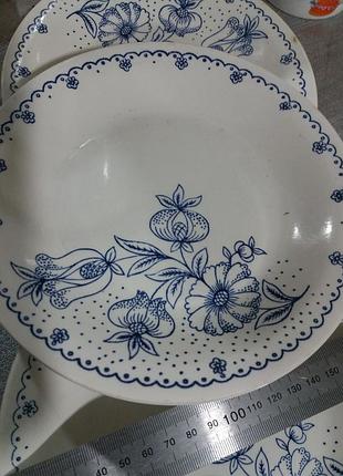 Фарфоровые тарелки с синим рисунком синий лук