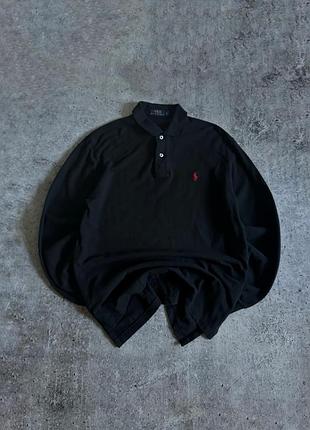 Поло чоловіче жіноче унісекс лонгслів 100% котон регбийка polo ralph lauren s m чорна