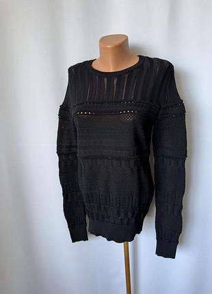 Reiss черный ажурный джемпер готик astrid jumper
