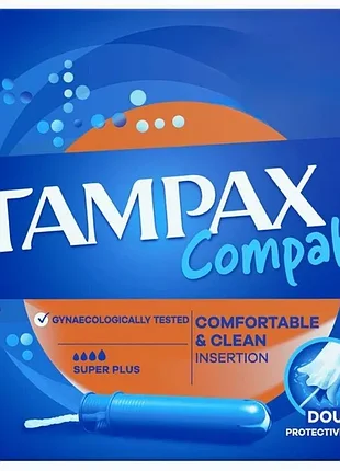 Гігієнічні тампони з аплікатором tampax compak super plus, 16 шт.