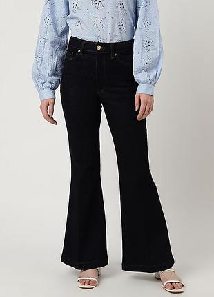 M&s flare джинсы черные uk 16 eur 44 буткат клёш расклешенные брюки деним