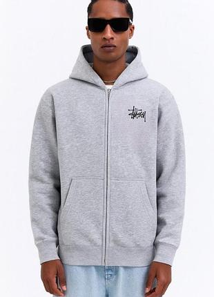 0233 зип худи stussy big logo