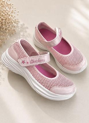 Балетки skechers дитячі рожеві на липучці, легкі кросівки, оригінал, 18 см , 28 розмір , рожеві