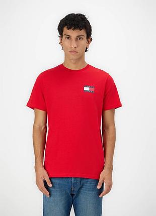 Мужская футболка tommy hilfiger small logo красная унисекс томми хилфигер
