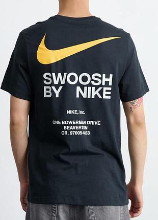 Мужская футболка nike swoosh черная унисекс найк свуш