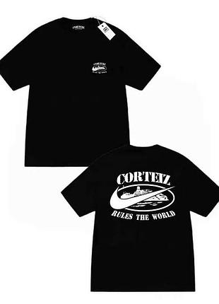 Мужская футболка corteiz x nike logo унисекс кортеиз кортез найк черная