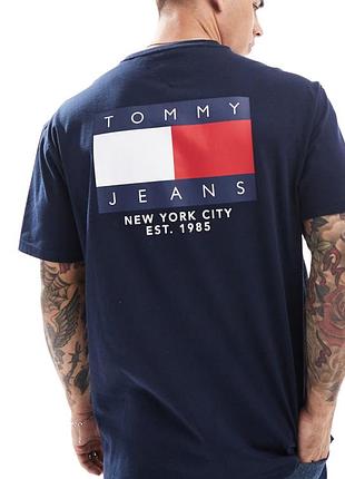 Мужская футболка tommy hilfiger jeans темно синяя томми хилфигер унисекс