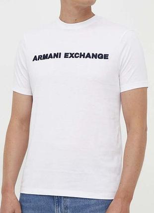 Чоловіча футболка armani exchange біла армані унісекс