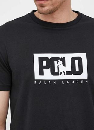 Мужская футболка polo ralph lauren logo черная унисекс поло ральф